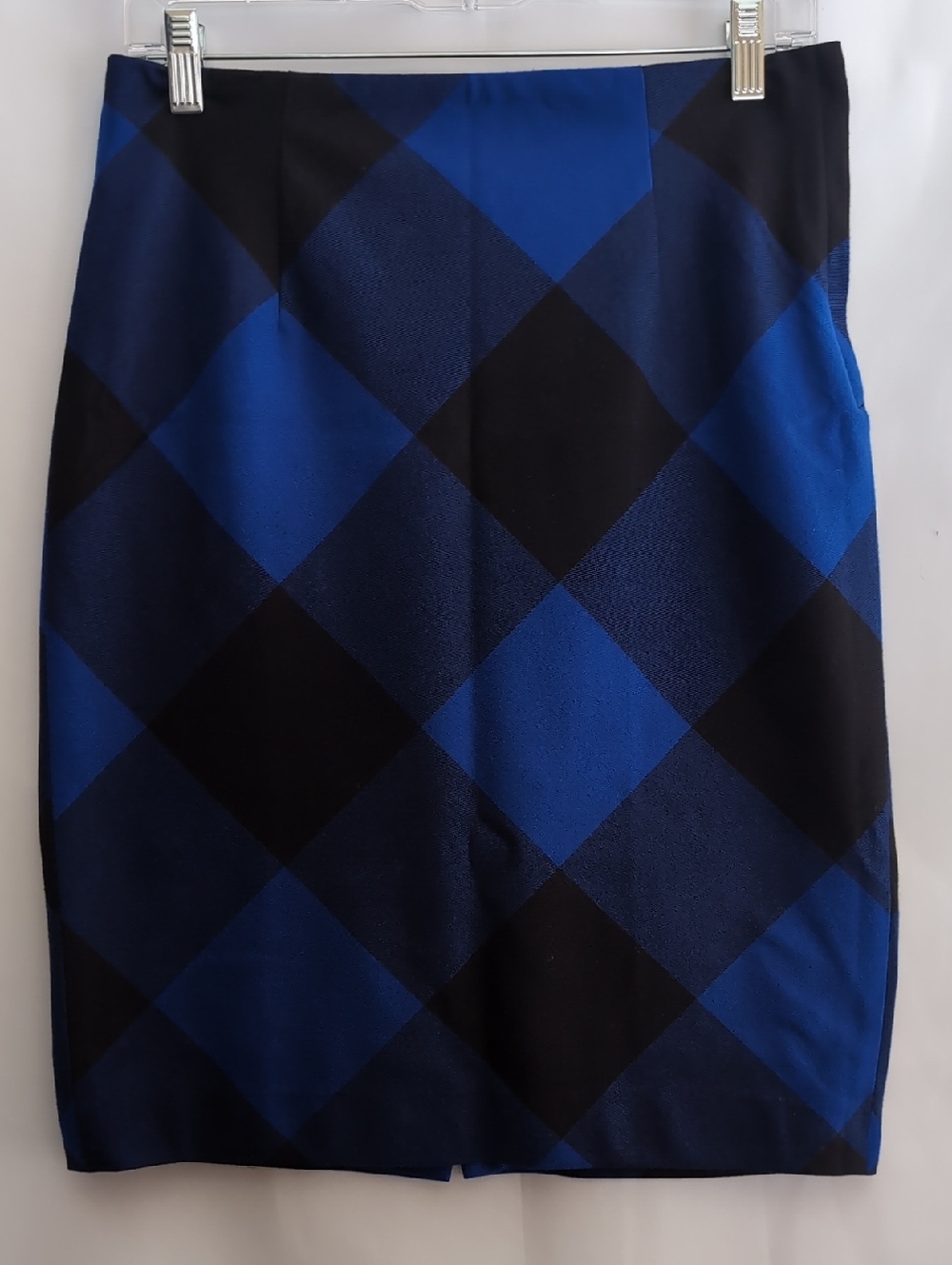 Royal Blue Plaid Pencil Skirt